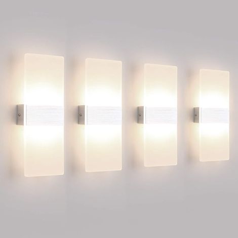 4 Pack Applique Murale Interieur 12W LED Lampe Murale Designe Créatif Décoratif Pour Chambre Couloir Salon Hôtel Salle Blanc Naturel 4000K, 780 Lumen (1/5)