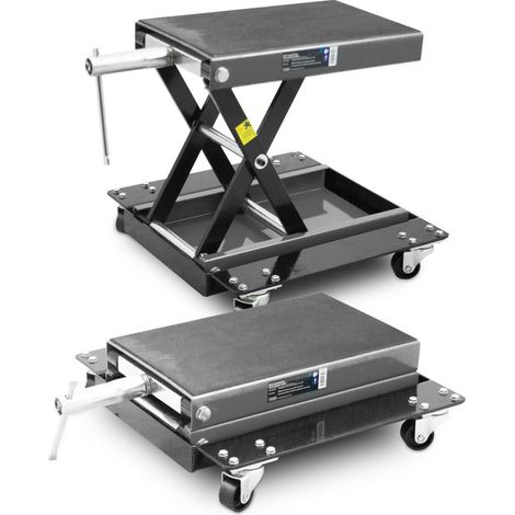 Bituxx Rollbarer Motorrad Heber Hebebühne Montagebock Scherenheber Montageständer Rangierheber Lift bis 500kg Grau