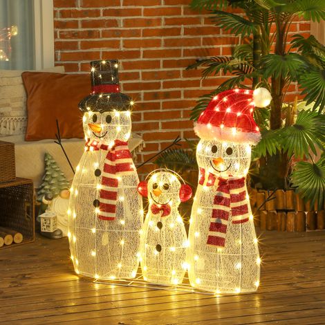 Famiglia di pupazzi di neve, 148 LED, luci di Natale, resistenti alle intemperie, lucide, bianche (1/5)