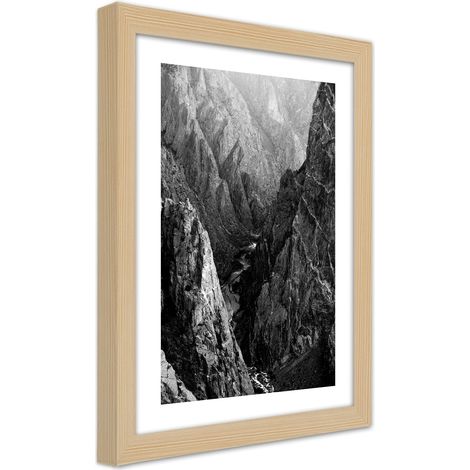 Quadro con cornice, Paesaggio montano in bianco e nero - 20x30 (1/5)