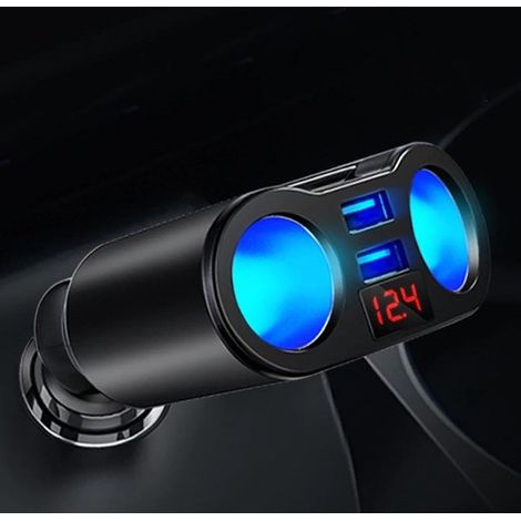 Répartiteur d'allume-cigare de voiture - Entrée USB voiture - 2 connexions de cigarette - Chargeur de voiture (1/5)