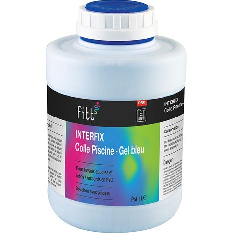 Colle piscine gel bleu Interfix pour tuyaux souples 1 L - Fitt (1/3)