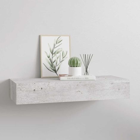 Wandregal mit Schublade Betongrau 60x23,5x10 cm MDF