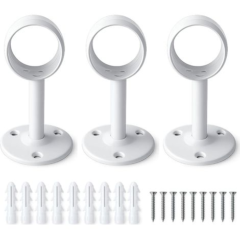 Support Tringle Rideaux Plafond en Acier Inoxydable, Support Tringle Plafond pour Barre de Rideau 32 mm, Fixation pour Cuisine, Salon, Salle de Bain (1/5)