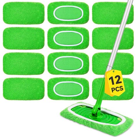 12 Pièces Lingettes Reutilisable pour Swiffer Seche – Réutilisables & Lavables, Compatibles avec Swiffer Bodenwischer Set – Idéales pour Le Nettoyage des Sols Durs et Parquets (1/5)