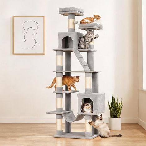 Arbre à chat gris claro 60 x 48 x 204 cm (1/5)