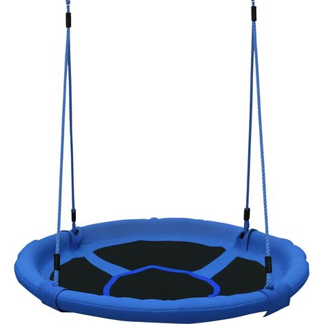 Balançoire nid pour enfants. balançoire ronde pour arbres. dès 3 ans. charge maximale 100 kg. utilisation intérieure et extérieure. Ø 100 x 180 cm. bleue (1/5)