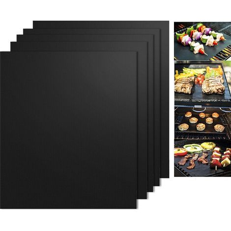 Wasserdichte und antihaftbeschichtete Silikon-Kochmatte – Rutschfest – Hitzebeständig – Arbeitsplattenschutz – 4er-Set (Schwarz, 33 x 40 cm) (1/4)