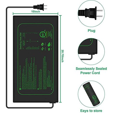 Tappetino Riscaldante Impermeabile per Piante, Serra per Germinazione, Accelera la Germinazione dei Semi, Tappetino Riscaldante per Rettili e Anfibi, 21/30 Watt, 52 × 25 cm (1 Pezzo - 21 W)