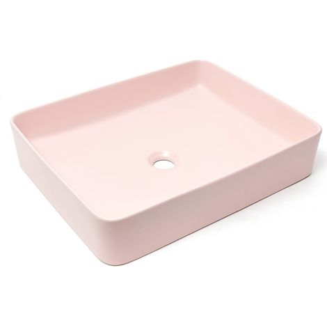 Swiss Aqua Technologies Infinitio Lavabo freestanding 50 x 40 x 11 cm, senza troppopieno, rosa opaco (SATINF5040PM) (1/5)