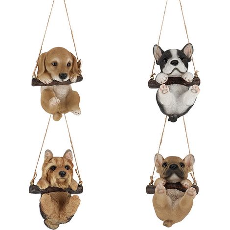 1 CUCCIOLO DI CANE APPESO ASSORTITO H15CM DECORAZIONE GIARDINO