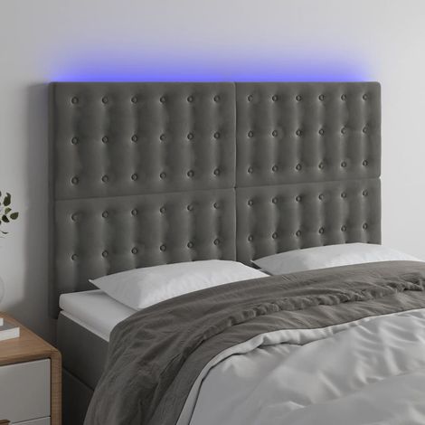 vidaXL Tête de lit à LED Gris foncé 144x5x118/128 cm Velours (1/5)