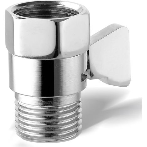 Pommeau de douche en laiton - Vanne d'arrêt - Pommeau de douche - Valve d'arrêt en laiton chromé - Pommeau de douche - Robinet d'angle - Filetage extérieur - Robinet d'arrêt pour douche