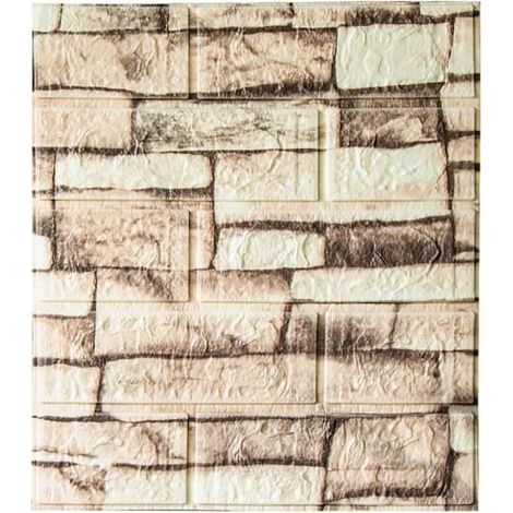 10pcs Papier Peint Brique 3D, Panneau Mural Autocollant en Mousse pour Mur Intérieur (1/5)