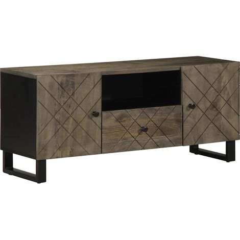 Mobile porta TV moderno con ampio spazio di archiviazione 105 x 33 x 46 cm legno massello nero 020057727