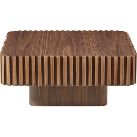Quadratischer Couchtisch aus MDF in Nussbaumoptik 80 x 80 x 35 cm, modernes Design mit Holzrand (1/5)
