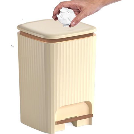 Poubelle avec Couvercle - Bac à Ordures avec Ouverture par Pression et Pédale au Pied Conteneur Anti-Odeurs Silencieux 15L Pour Salle De Bain Bureau Chambre Buanderie (1/5)