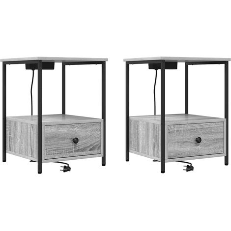 Maison Exclusive - Armario de Noche con cajón 2 pcs Gris Sonoma 4 (1/5)