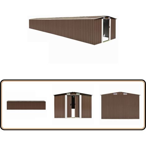 Abri de jardin Marron 257x990x181 cm Acier galvanisé - Abri De Jardin - Abri De Rangement - Abri Métallique - Outillage - Jardinage