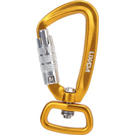 Mousqueton à Verrouillage Automatique Fond Carré Rotation 360° pour Attaches Chien Hamac Sac à Dos Jaune
