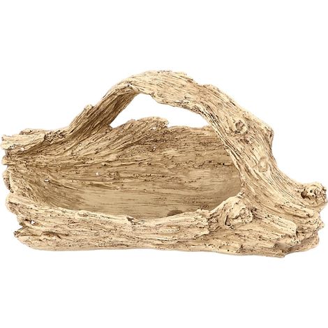 Jardinière Succulente en Bois Flotté Artificiel, Jardinière Succulente en Résine De Faux Bois pour Table Basse De Bureau De Rebord De Fenêtre (29x12.5x13.5cm) (1/5)