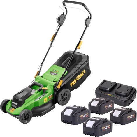 Cortacésped a batería Procraft PLM21bb 40 V (2x 20 V) 380 mm sin escobillas + 4 baterías de 8,0 Ah + cargador