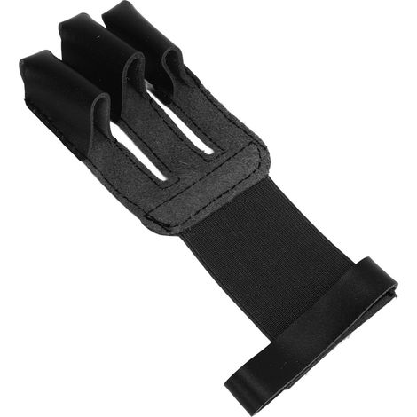 Gant de protection 3 doigts pour tir à l'arc, en cuir, idéal chasse et cible, couleur noir (1/5)