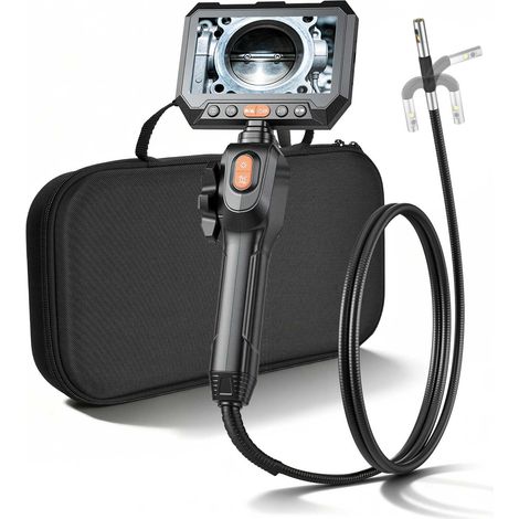 VEVOR Telecamera Endoscopica Articolata a Doppia Lente con Luce, Sonda da 8 mm, Schermo IPS HD da 5'', Funzione Schermo Diviso, Zoom 8x, Cavo Impermeabile IP67 da 1,5 m, per Ispezione Auto e Idraulica (1/5)