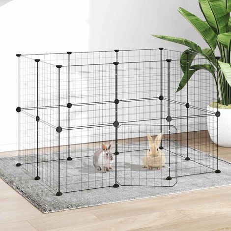 Cage pour animaux 20 panneaux avec porte en acier noir 35 x 35 cm, 4.73kg - PANGIVO (1/5)