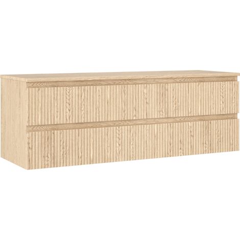 Mexen Rivel Badezimmerunterschrank 140 cm mit Arbeitsplatte, 2 Schubladen, geriffelt, Eiche - 91A20-14047-2-BFFC81 (1/5)