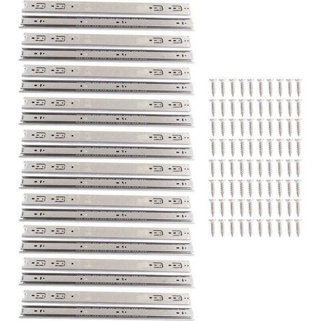 10 paiements par paquet Rail coulissant en acier inoxydable de 22 pouces 55 cm Rail de tiroir épaissi en trois sections Rail coulissant silencieux à amortissement hydraulique (exclusivité entrepôt à l (1/4)
