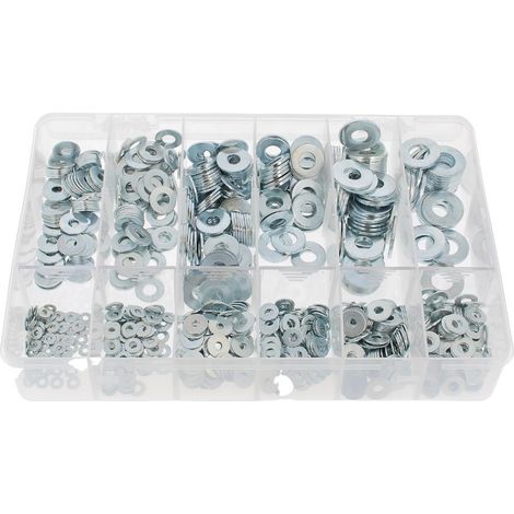 Coffret Assortiment de Rondelles "M" + "L" Acier Zingué Blanc NFE 25513
