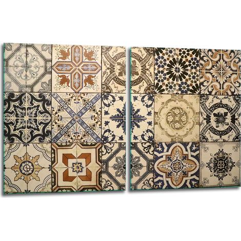 2 plaques de protection en verre pour cuisinière, mosaïque 40x52 (1/5)