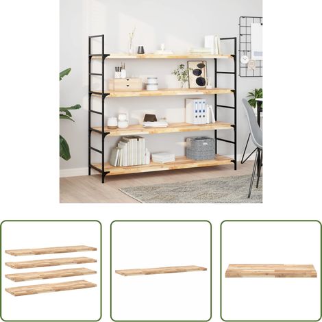 Bois d'acacia - Étagères flottantes 4 pcs 140x40x4 cm acacia massif non traité (1/5)