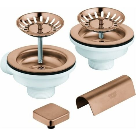 Grohe Spülen-Ablaufgrt. 40999 2 Becken mit Exzenter warm sunset gebürstet (1/2)