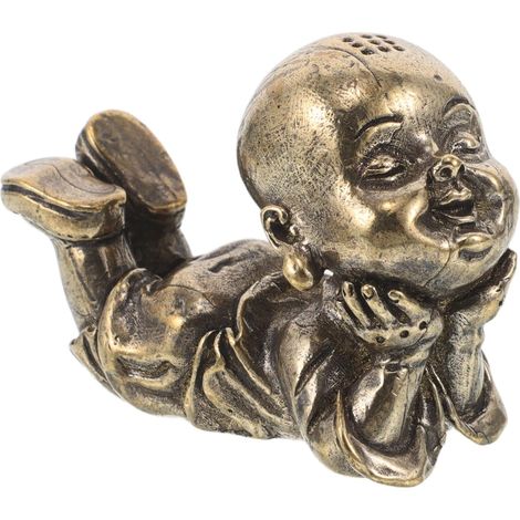 Messing Buddha Figur Mönch Skulptur Schreibtisch Regal Deko Zuhause Büro Armaturenbrett (1/5)