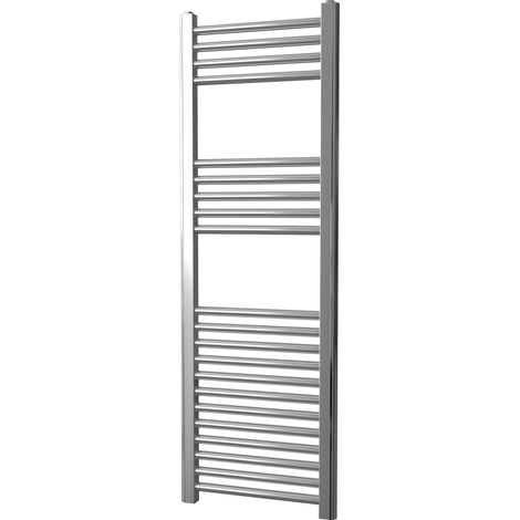 Greened House 400mm wide x 1200mm Chrome Flat Central Heating Towel Rail high Designer Straight Towel radiator
