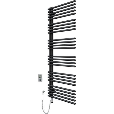 SCHÖNER WOHNEN-Kollektion Design-Heizkörper CELIA inklusive Heizstab 5 und Befüllung, 151 x 60 cm, Mattschwarz, Version Links