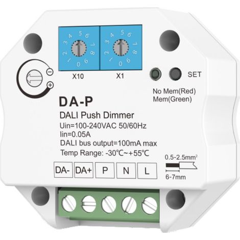 Dimmer DALI 1 Kanal Kompatibel mit Taste Weiß