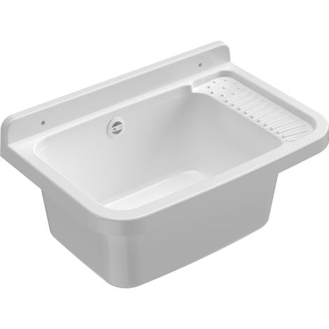 Pilozzo a Parete in Resina Bianco con Sifone 50 CMX35X24 Mongardi (1/5)
