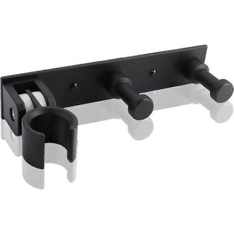 Support universel pour douchette à main avec 2 crochets, réglable, en alliage d'aluminium, fixation murale auto-adhésive (1/5)