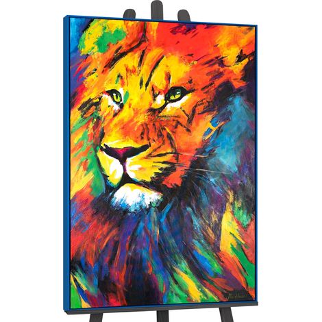 Gemälde Löwenstärke Rahmen Blau 120x80 cm (1/5)