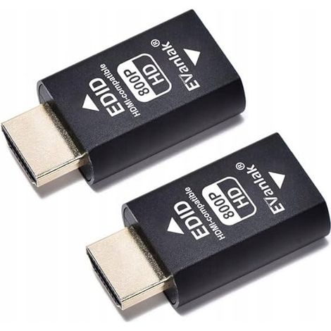 Evanlak 3 Gen HDMI Emulator Edid Set 2x HDMI Adapter Dummy Plug Full HD (1/5)