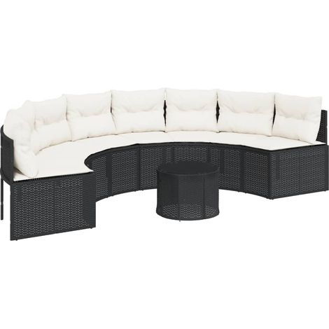Maison Exclusive - Gartensofa mit Tisch und Kissen Halbrund Schwa