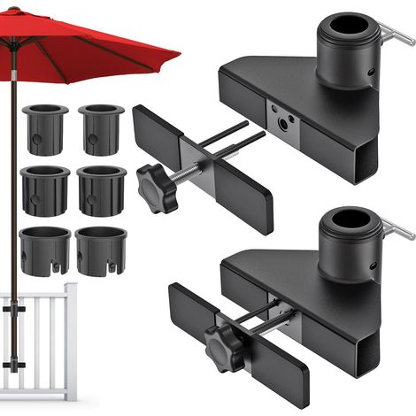 Pince Parasol Balcon Clip Fixation 2pcs Rambarde 7.4x5.1cm (1/5)