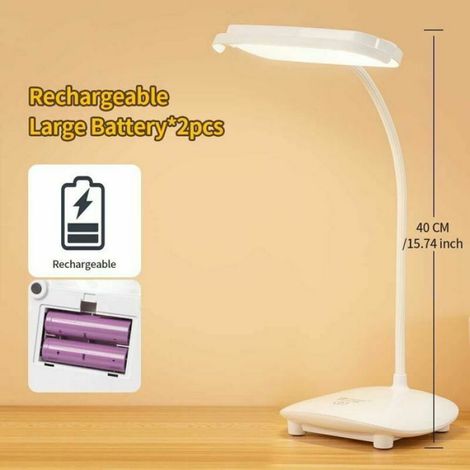 Lampe De Lecture - LED Rechargeable 3200 mAh - Bras Flexible - 3 Températures De Couleur - 6 Niveaux De Luminosité - Blanc (1/4)
