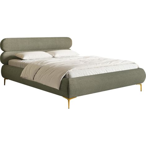 Selsey Roule Cord – Polsterbett 160x200 mit Bettkasten, Cordstoff und goldfarbenen Füßen, Olivgrün (1/5)