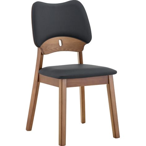 Set de 2 sillas de comedor de madera con respaldo mariposa y asiento acolchado negras (1/5)