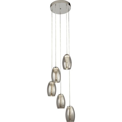Searchlight Cyclone Suspension à 5 lumières Drop, verre fumé 3000K (1/3)