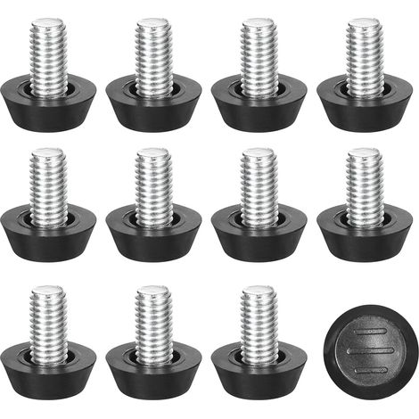 Set mit 12 verstellbaren Möbelfüßen, M8 x 15 mm Gewindeschrauben für Tische, Stühle und Möbelbeine, schwarz
